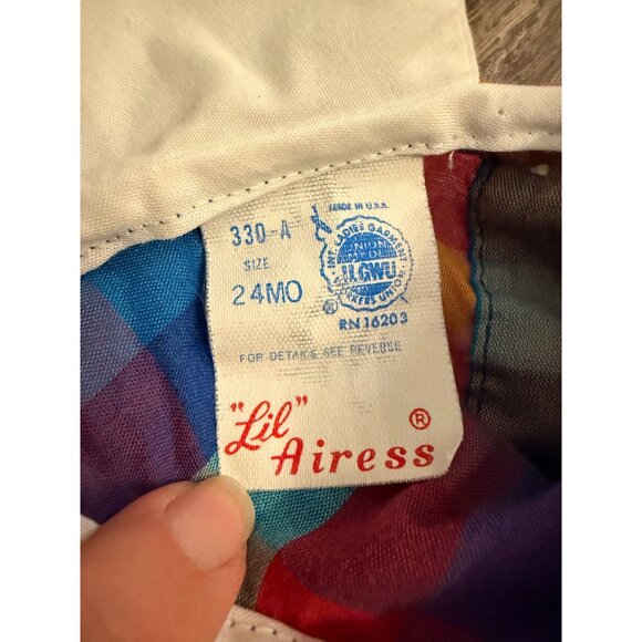 Vintage Union Made  Lil Airess 24 Mos Girls Dress Plaid Collar ILGWU USA Made - Picture 5 of 7